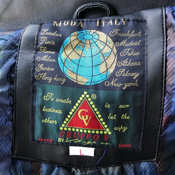 Moda Italy Leather Embroidered Black Jacket - Picture 5 of 6